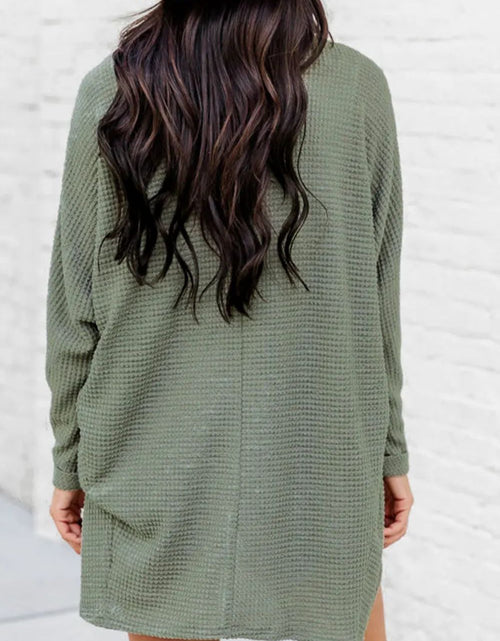 Load image into Gallery viewer, Waffle-Knit Open Front Long Sleeve Cover Up
