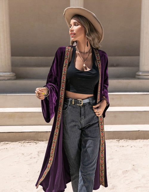 Load image into Gallery viewer, Embroidered Open Front Long Sleeve Cardigan

