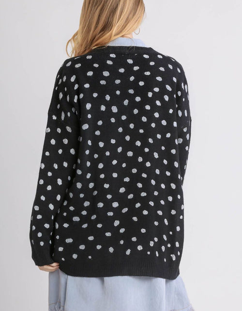 Load image into Gallery viewer, Umgee Polka Dot Open Front Drop Shoulder Cardigan
