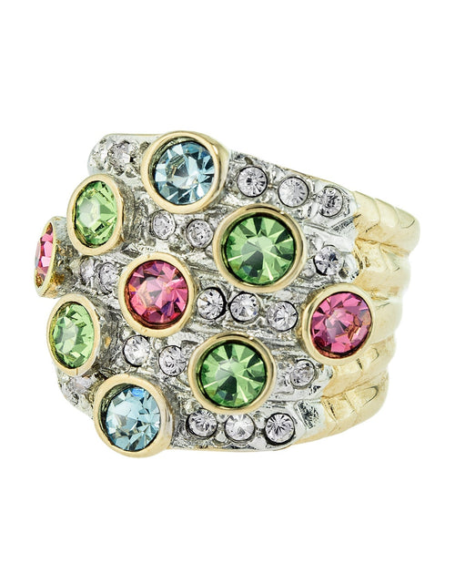 Load image into Gallery viewer, Vintage Pave Austrian Crystal Ring Womens Antique Ring 18k Yellow Gold Electroplated Made in USA by PVD Vintage Jewelry
