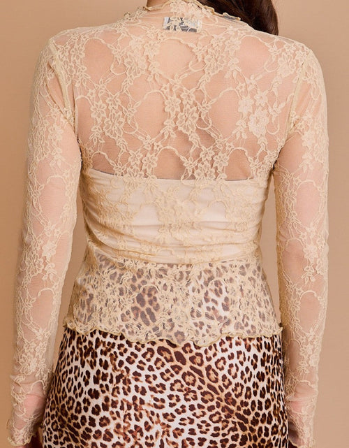 Load image into Gallery viewer, Lace Mock Neck Long Sleeve Top
