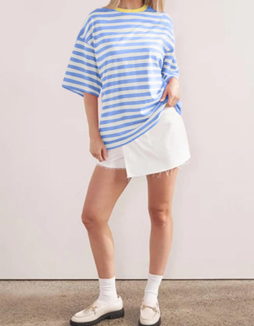 Load image into Gallery viewer, Striped Round Neck Half Sleeve T-Shirt

