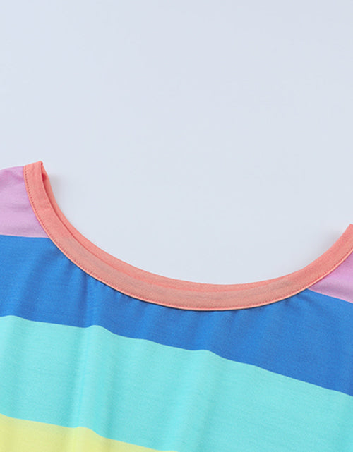 Load image into Gallery viewer, Multicolored Stripe Round Neck Romper

