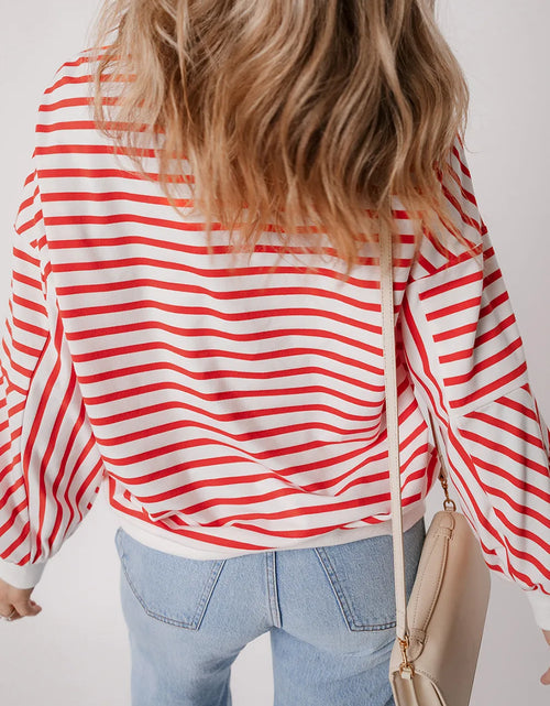 Load image into Gallery viewer, Striped Dropped Shoulder Long Sleeve Sweatshirt
