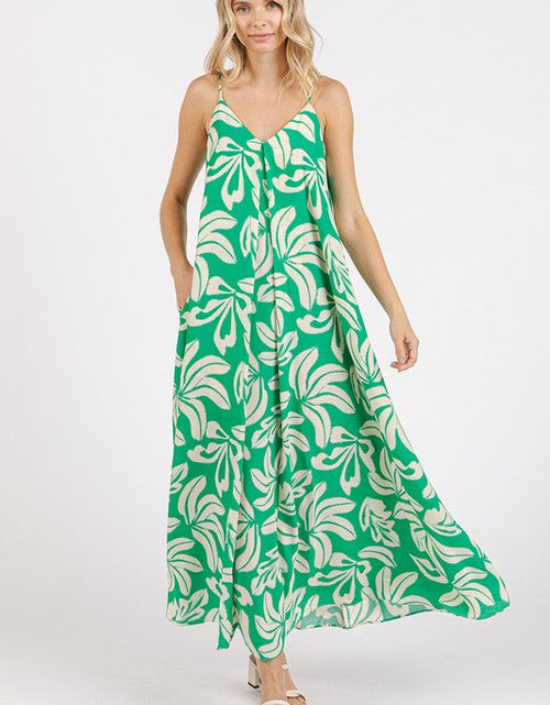 Load image into Gallery viewer, Mittoshop Printed V-Neck Maxi Cami Dress with Pockets
