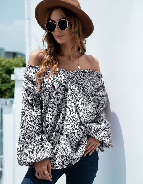 Load image into Gallery viewer, Printed Tie-Neck Balloon Sleeve Blouse
