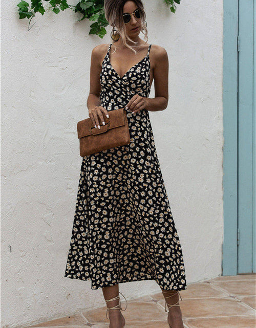 Load image into Gallery viewer, Daisy Print Surplice Midi Cami Dress
