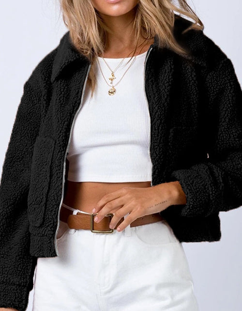 Load image into Gallery viewer, Long Sleeve Collared Neck Sherpa Jacket
