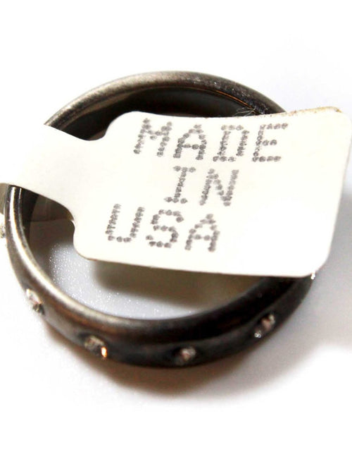 Load image into Gallery viewer, Vintage Jewelry Brushed 18kt White Gold Plated Ring with Clear Crystals Made in the USA by PVD Vintage Jewelry
