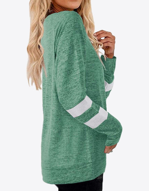 Load image into Gallery viewer, Striped Contrast Raglan Sleeve Top
