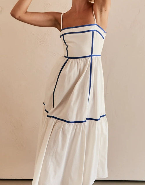 Load image into Gallery viewer, Contrast Trim Square Neck Midi Cami Dress
