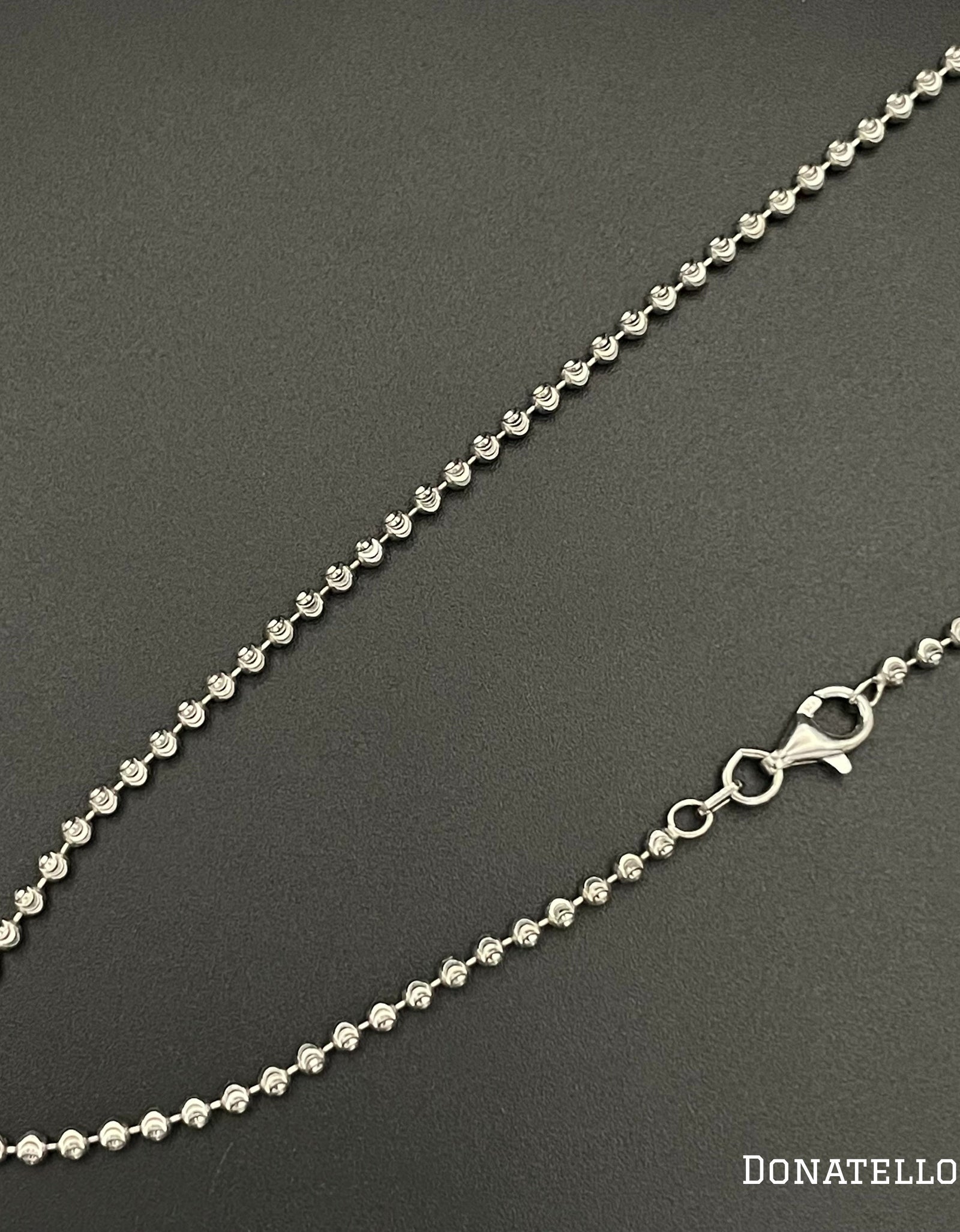 Sterling Silver 925 Bead Ball Chain 2MM, 16"-24", Diamond Cut Bead Ball Chain Necklace, Italian Made Sterling Silver 925 Unisex Chain by Donatello Gian