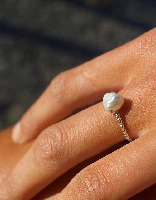 Load image into Gallery viewer, Beaded Freshwater Keshi Pearl Ring by Toasted Jewelry
