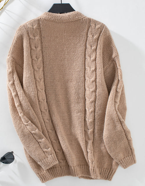 Load image into Gallery viewer, Cable-Knit Open Front Long Sleeve Cardigan
