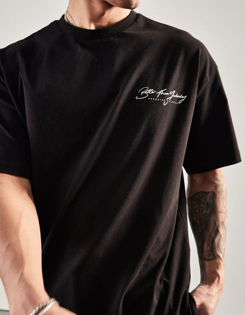 Load image into Gallery viewer, Men's Plus Size Letter Graphic Round Neck Half Sleeve T-Shirt
