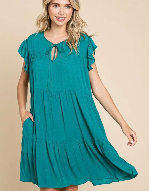 Load image into Gallery viewer, Culture Code Ruffle Cap Sleeve Tiered Dress

