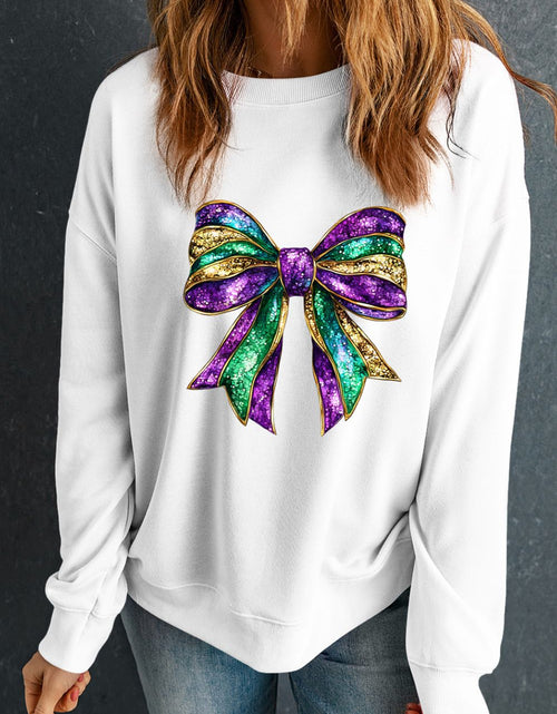 Load image into Gallery viewer, Bow Round Neck Long Sleeve Sweatshirt
