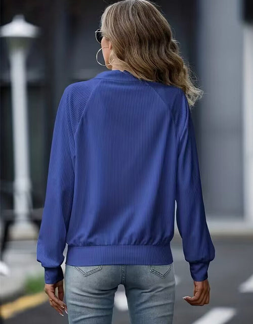 Load image into Gallery viewer, Zip Up Collared Neck Raglan Sleeve Jacket
