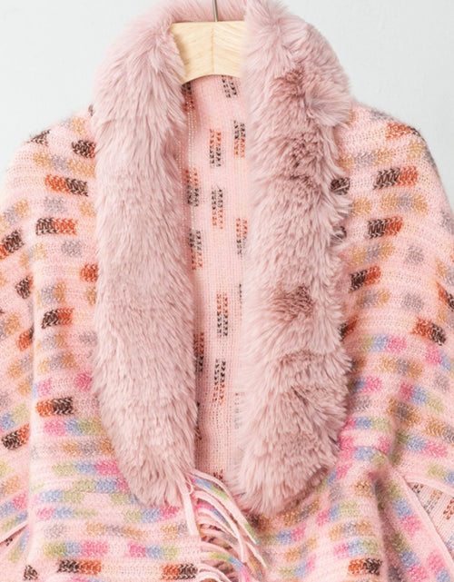 Load image into Gallery viewer, Fringe Fuzzy Open Front Poncho
