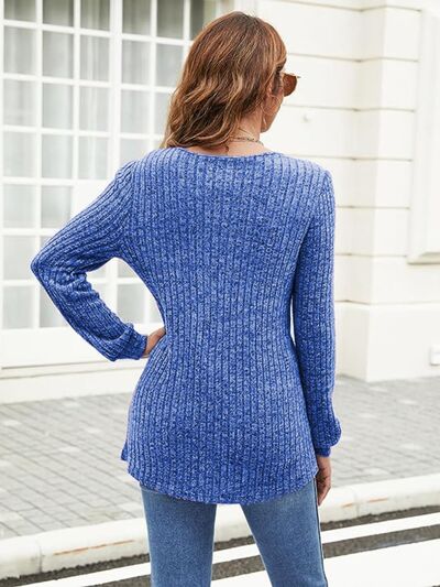 Load image into Gallery viewer, Ribbed Surplice Long Sleeve T-Shirt
