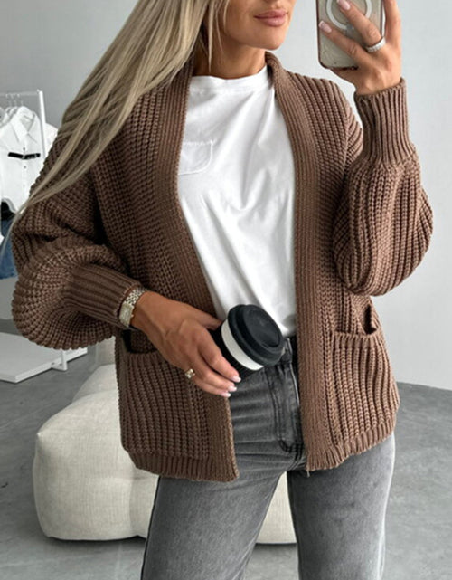 Load image into Gallery viewer, Open Front Dropped Shoulder Cardigan
