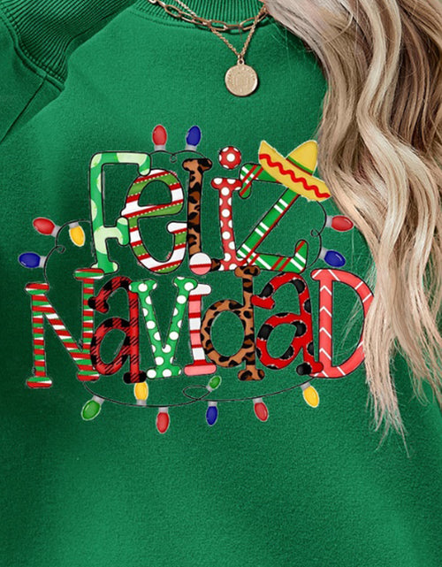 Load image into Gallery viewer, FELIZ NAVIDAD Round Neck Drop Shoulder Sweatshirt
