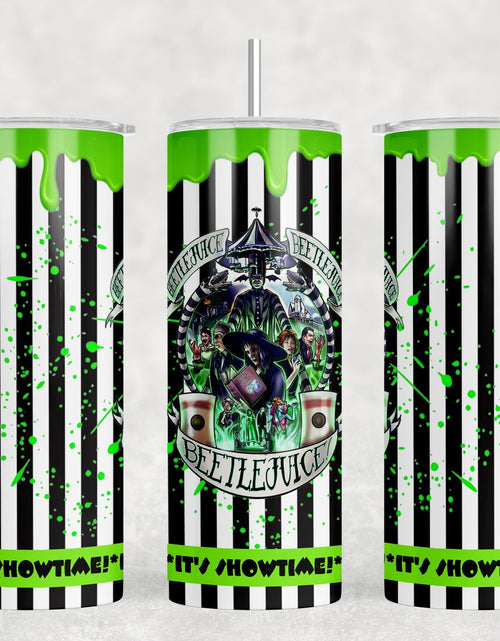Load image into Gallery viewer, Beetle Juice - 20 oz Steel Skinny Tumbler - Optional Blue Tooth Speaker - Speaker Color will Vary by Rowdy Ridge Co
