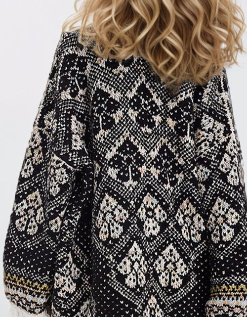 Load image into Gallery viewer, Open Front Long Sleeve Graphic Cardigan
