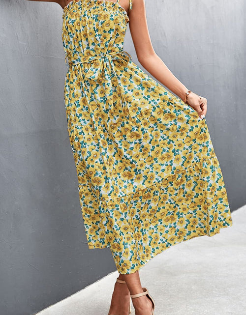 Load image into Gallery viewer, Floral Tie-Shoulder Belted Dress
