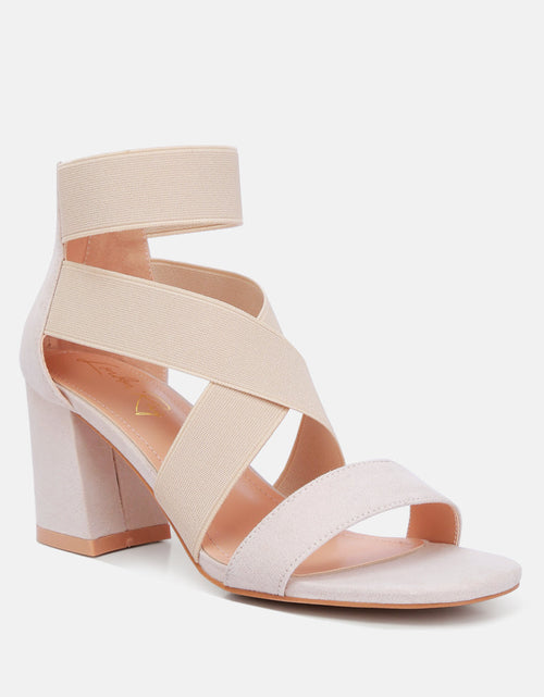 Load image into Gallery viewer, benicia elastic strappy block heel sandals by London Rag

