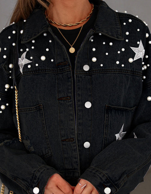 Load image into Gallery viewer, Bead Detail Denim Jacket
