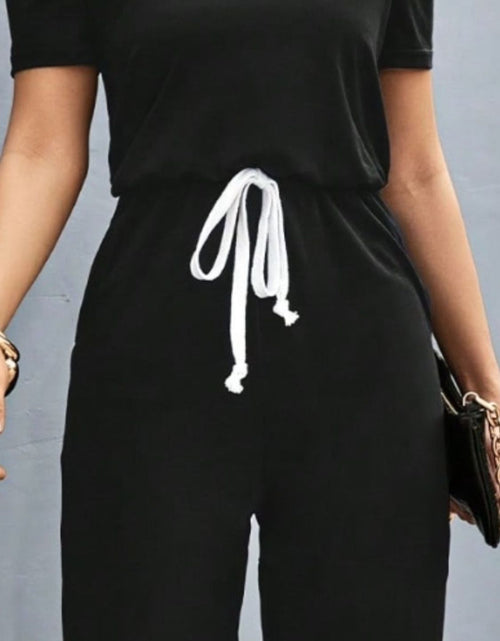 Load image into Gallery viewer, Round Neck Short Sleeve Jumpsuit
