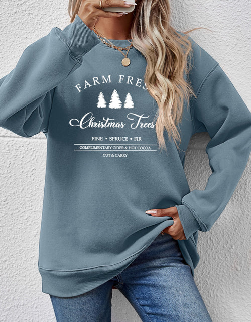 Load image into Gallery viewer, Graphic Round Neck Dropped Shoulder Sweatshirt
