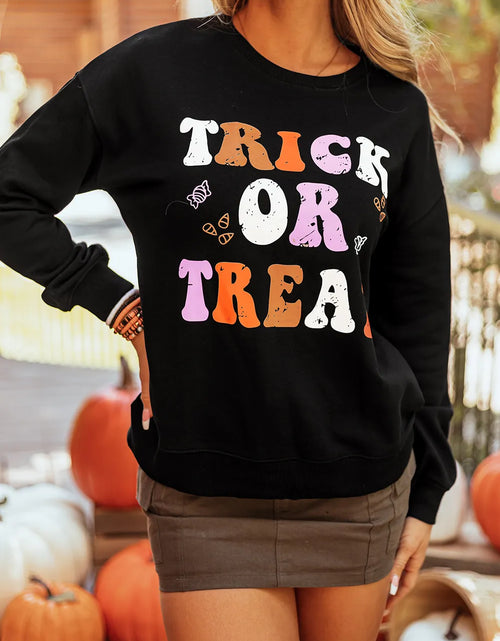 Load image into Gallery viewer, Letter Graphic Round Neck Long Sleeve Sweatshirt
