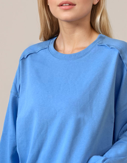 Load image into Gallery viewer, Exposed Seam Round Neck Long Sleeve Sweatshirt
