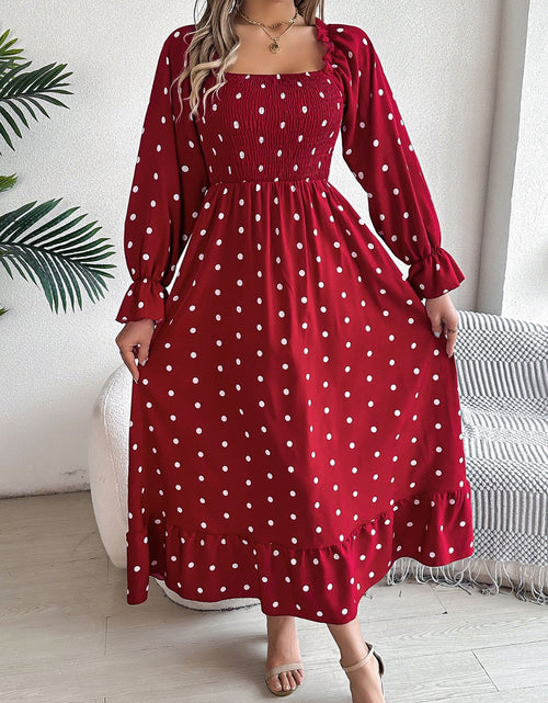 Load image into Gallery viewer, Polka Dot Flounce Sleeve Midi Dress
