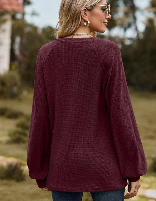 Load image into Gallery viewer, Eyelet Notched Raglan Sleeve T-Shirt
