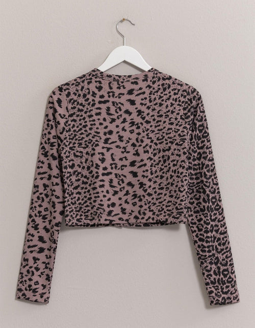 Load image into Gallery viewer, HYFVE Animal Print Snap Down Crop Cardigan
