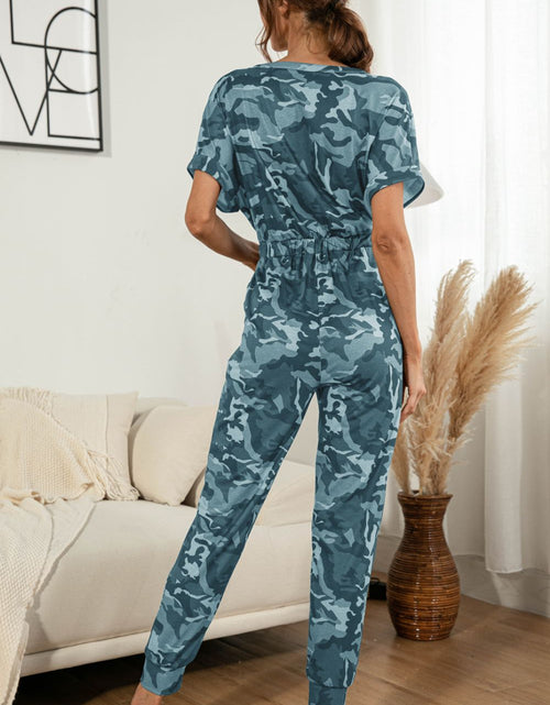 Load image into Gallery viewer, Surplice Neck Tied Short Sleeve Jumpsuit
