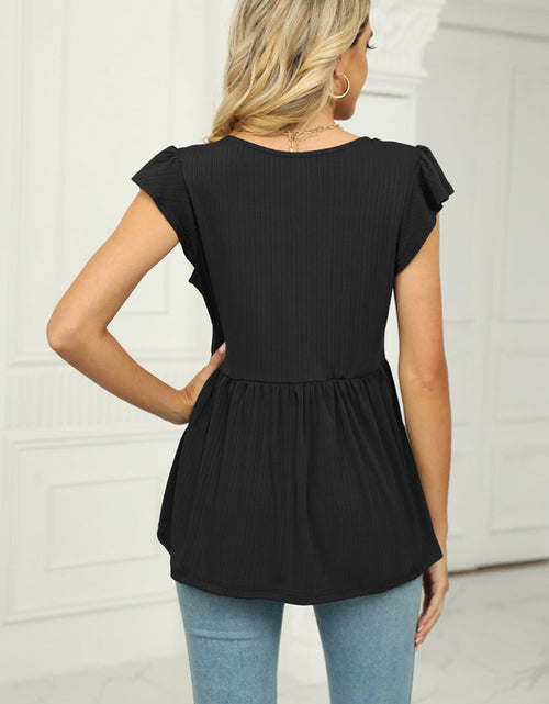Load image into Gallery viewer, V-Neck Flutter Sleeve Babydoll Blouse
