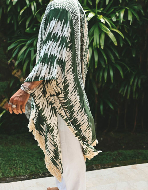 Load image into Gallery viewer, Men's Full Size Fringe Open Front Cover-Up Plus Size
