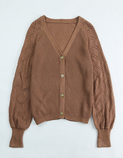Load image into Gallery viewer, Openwork V-Neck Button Up Cardigan
