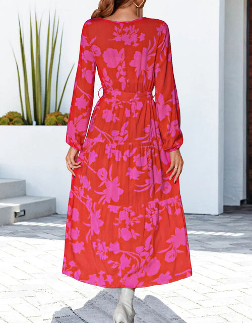 Load image into Gallery viewer, Floral V-Neck Long Sleeve Dress
