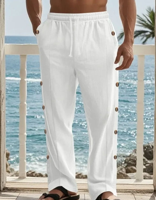 Load image into Gallery viewer, Men's Full Size Side Button Wide Leg Pants Plus Size
