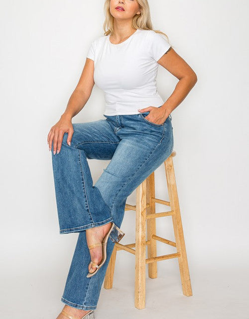 Load image into Gallery viewer, bytos Full Size Cat's Whiskers Mid Rise Bootcut Jeans
