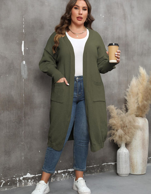 Load image into Gallery viewer, Plus Size Long Sleeve Pocketed Cardigan
