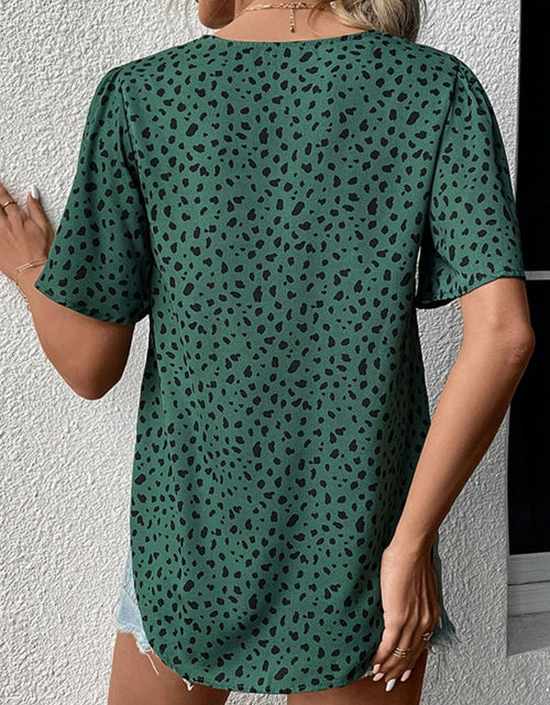 Load image into Gallery viewer, Perfee Animal Print V-Neck Flutter Sleeve Blouse
