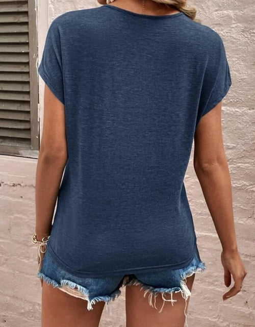 Load image into Gallery viewer, Full Size Lace Detail V-Neck Short Sleeve T-Shirt
