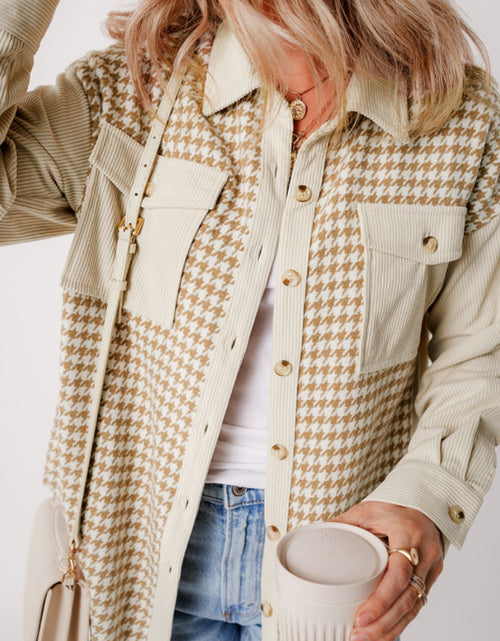 Load image into Gallery viewer, Houndstooth Button Up Long Sleeve Jacket
