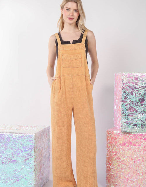 Load image into Gallery viewer, VERY J Texture Washed Wide Leg Overalls
